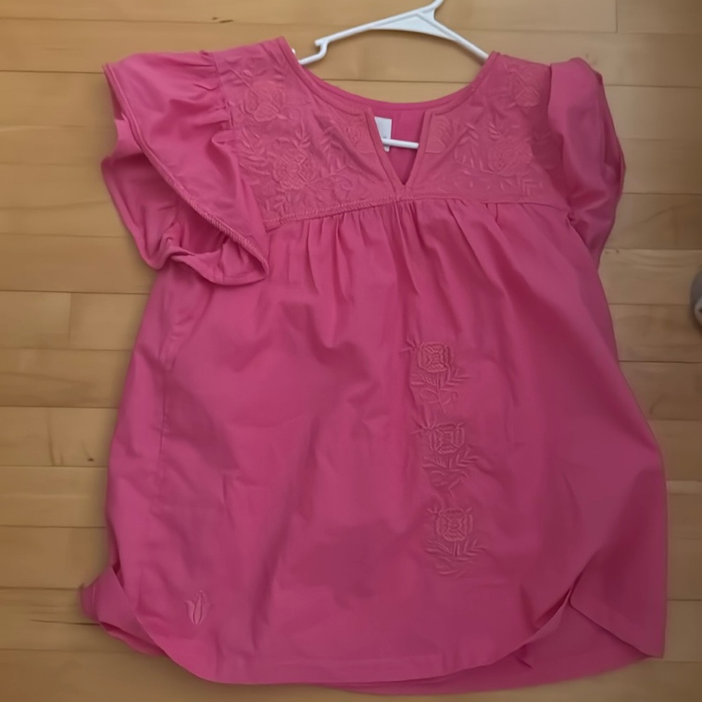 Play cute pink roughly top with cute rose pattern